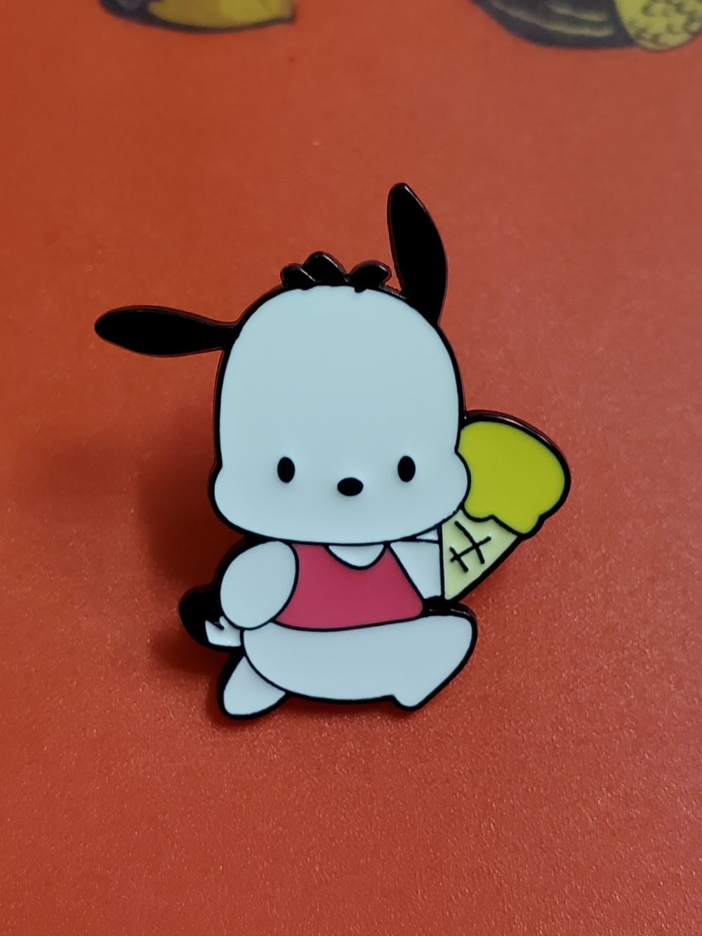 Cute White Cartoon Puppy Brooch with Yellow Ice Cream